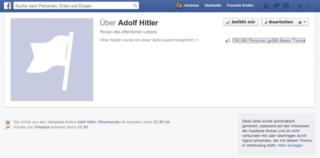 Adolf Hitler sammelt bei Facebook Fans